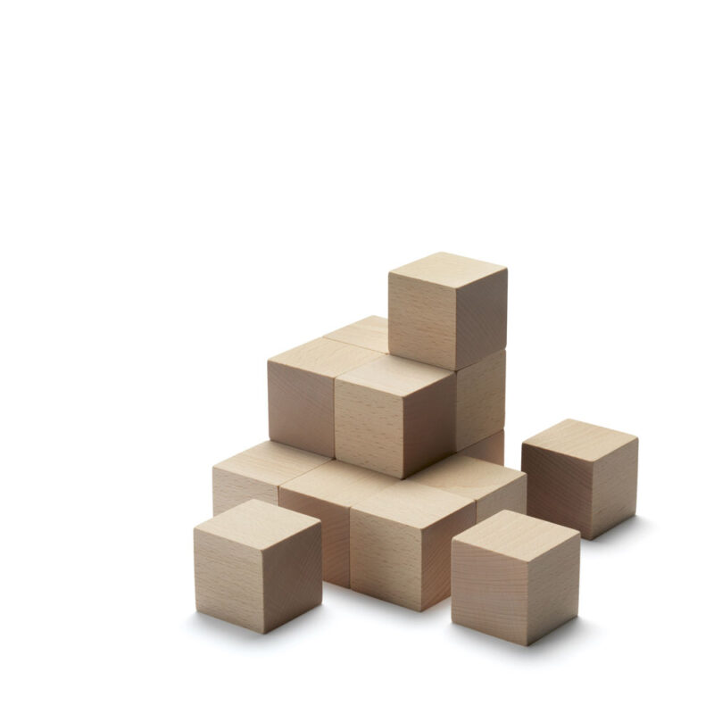 CUBORO CUBES – Klocki 5 x 5 x 5 cm, naturalne drewno bukowe, 16 sztuk